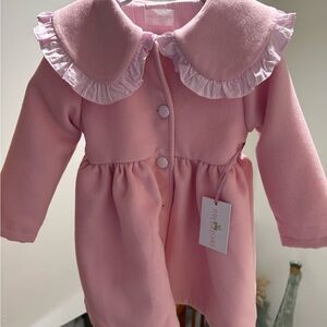 Cecile & Lou Pink vintage Ruffle Collar Kids Coat